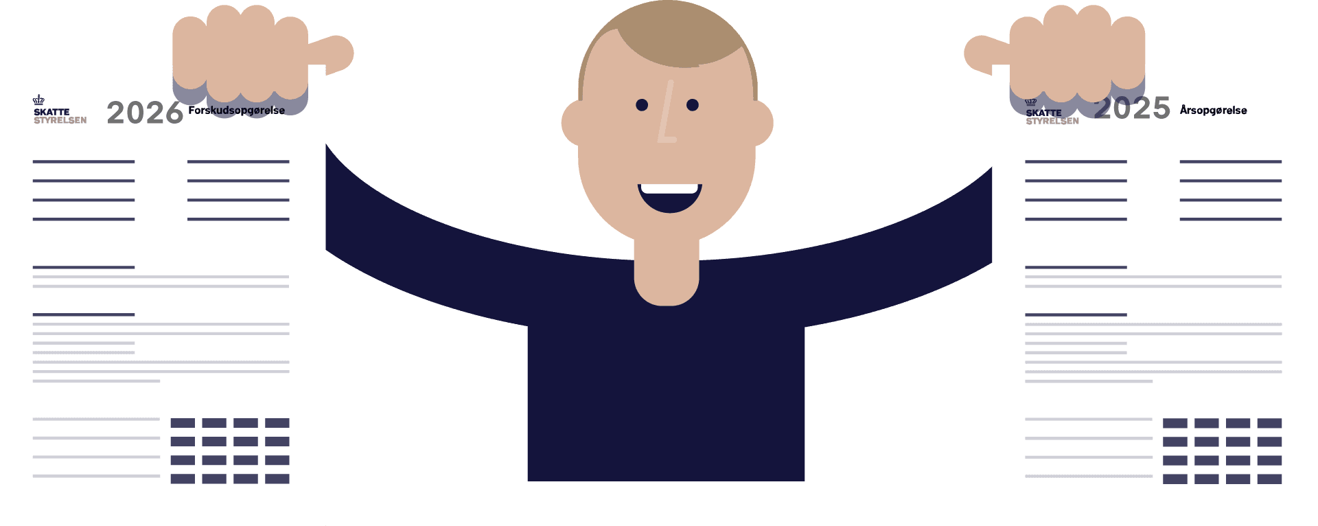 Mand der holder Forskudsopgørelsen og Årsopgørelsen